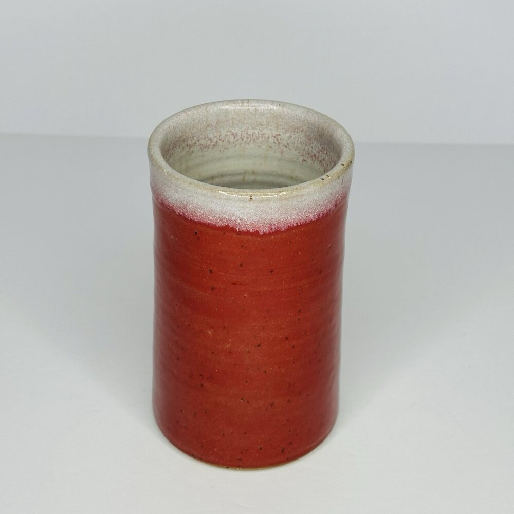 Firehouse Pottery Fort Worth Texas Vase Speckled Red White 5.5” Hand Thrown VTG